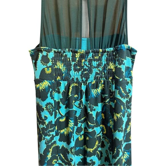 NEW Anthropologie Maeve Mesh Halter Midi Dress Sz Small Turquoise Floral - Picture 12 of 16